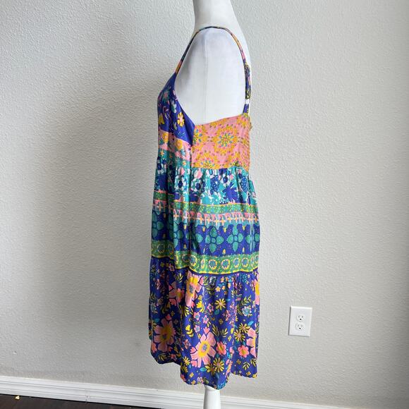 Natural Life Patricia Boho Mini Sun Dress Women's L Relaxed Floral Colorful - Picture 4 of 8